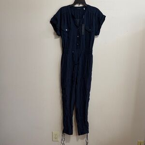 ELIE TAHARI
Belted Ankle Jumpsuit  size S/P in Navy Blue